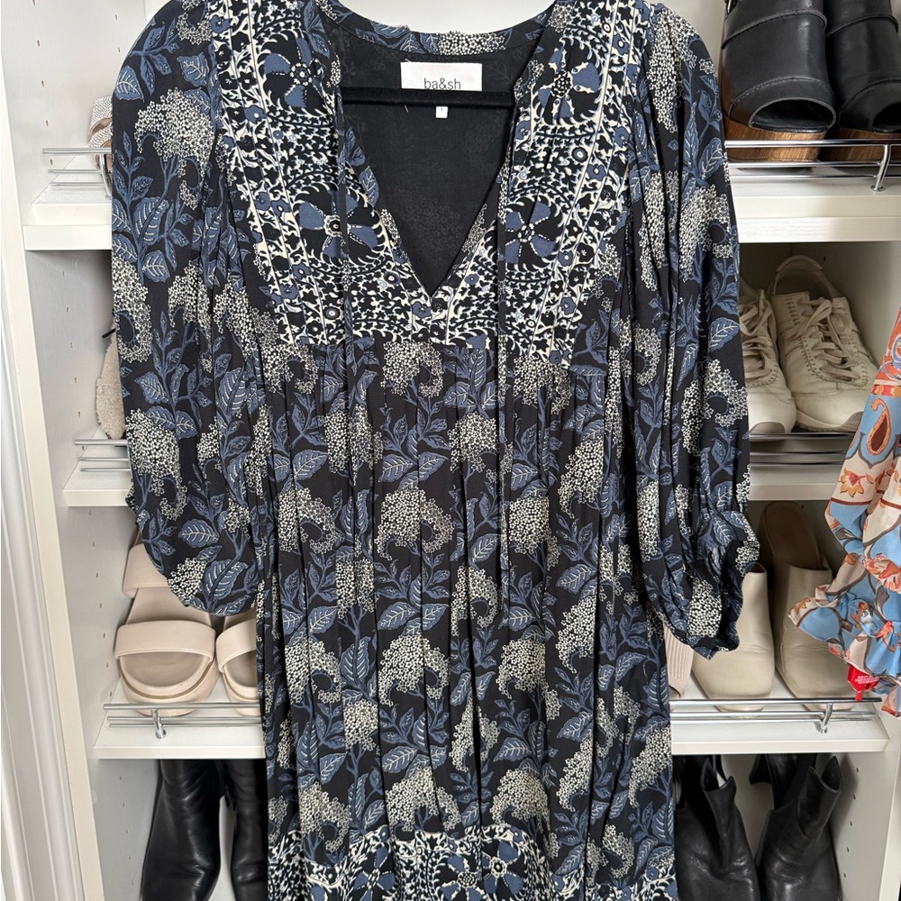 ba&sh Blue and Cream Floral Dress
